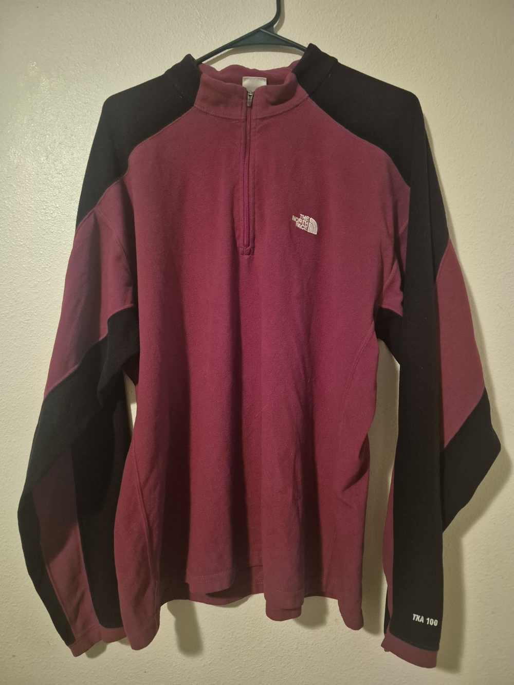 The North Face Burgundy and Black Half-Zip Fleece Pullover